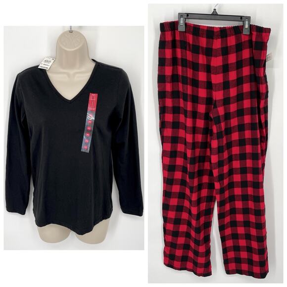Charter Club NWT Women's 2 Piece PJ Set Shirt & Pants Size XS Buffalo Check - Picture 1 of 9